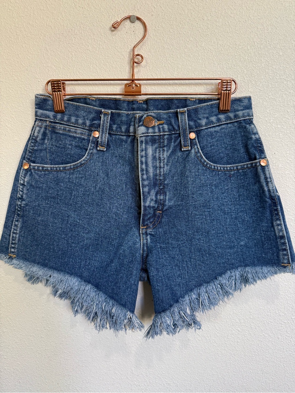 Vintage Wrangler Cutoff Denim Shorts Y2K Cowgirl Frayed Hem High Rise 25 - Picture 4 of 8